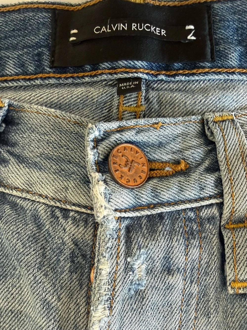Calvin Rucker Distressed Denim Boyfriend Shorts Size 25